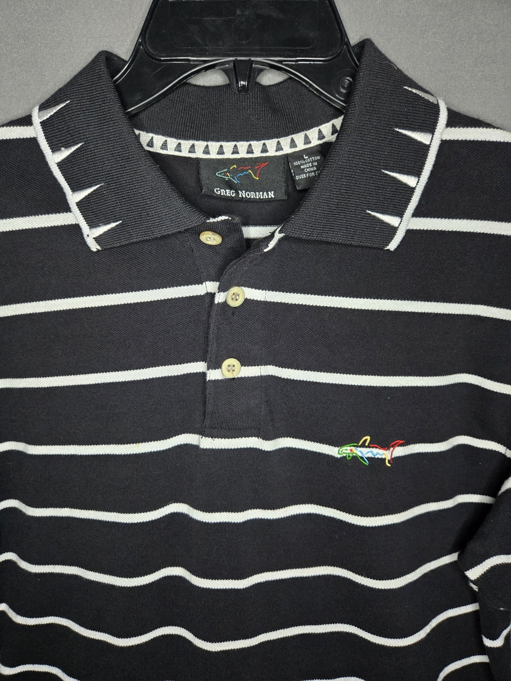 VTG 90s Reebok Era Greg Norman Men's Golf Polo 100% Cotton Shark Logo Sawtooth